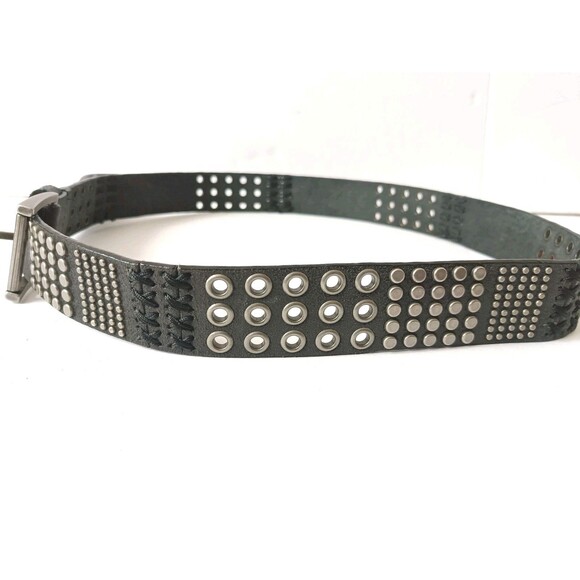 Handmade Leather Belt Women's 38 Studded Black - Picture 3 of 7